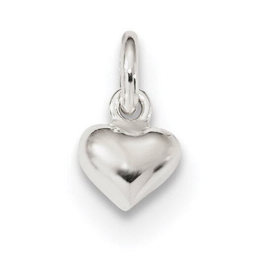 Puffed Heart Charm Sterling Silver Polished QC9182
