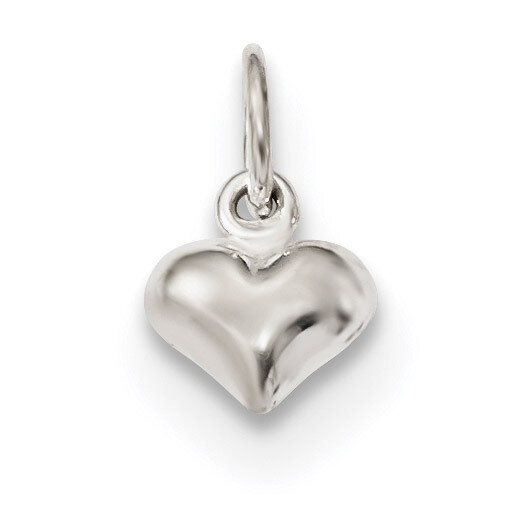 Puffed Heart Charm Sterling Silver Polished QC9183