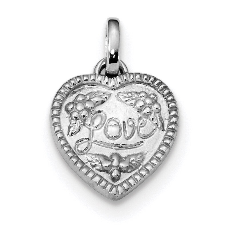 Love Heart Pendant Sterling Silver Rhodium-plated Polished QC9186, MPN: QC9186,