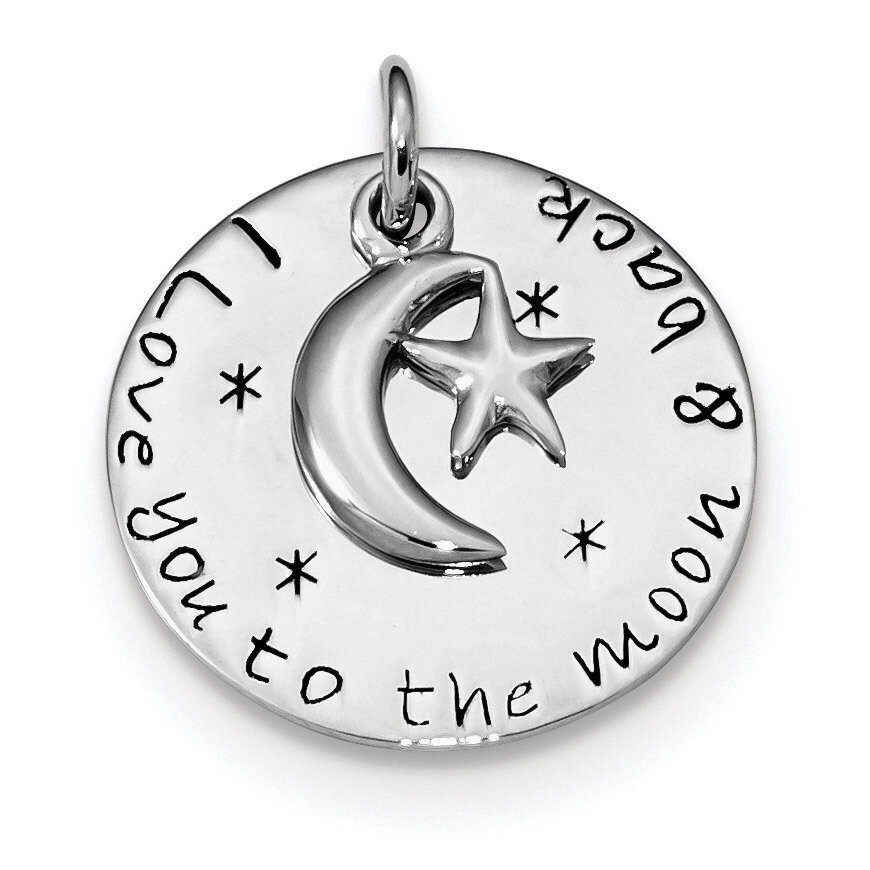 Love You To Moon &amp; Back Pendant Sterling Silver Rhodium-plated QC9189, MPN: QC9189, 886774119861
