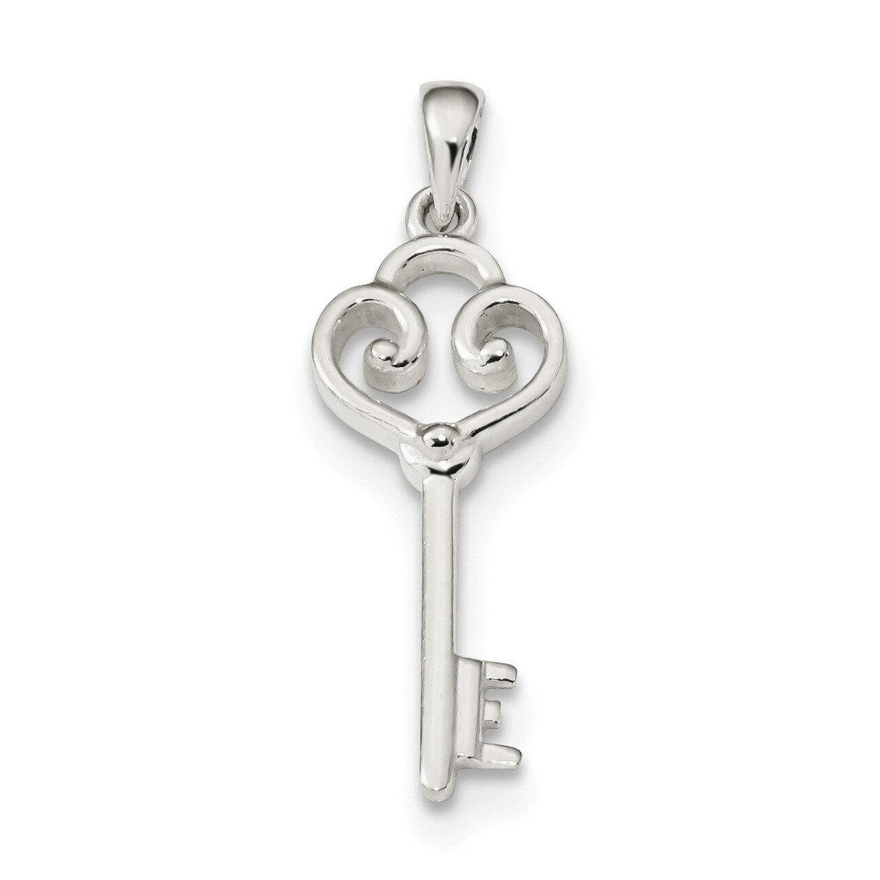 Heart Key Pendant Sterling Silver Polished QC9197, MPN: QC9197, 883957908816
