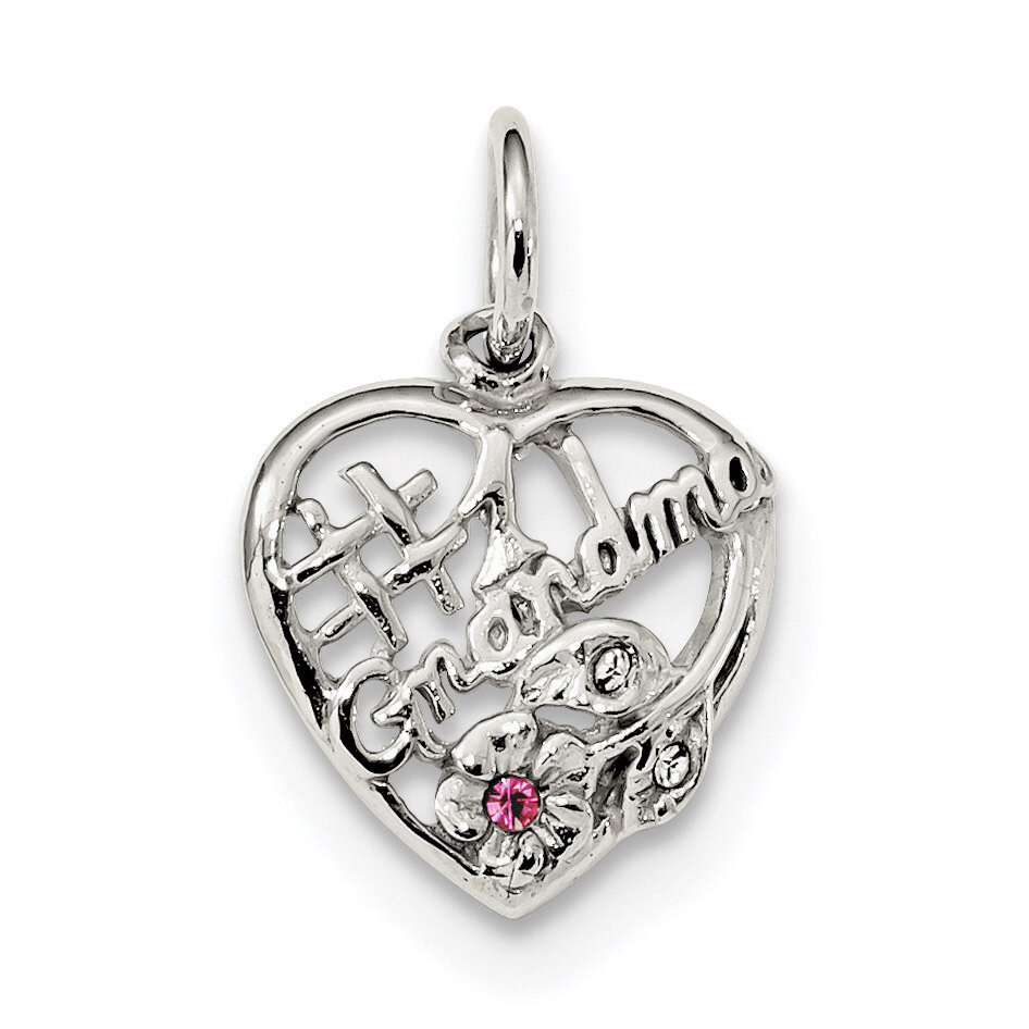 Pink &amp; White CZ Diamond #1 Grandma Pendant Sterling Silver Rhodium-plated QC9199, MPN: QC9199, 8867…