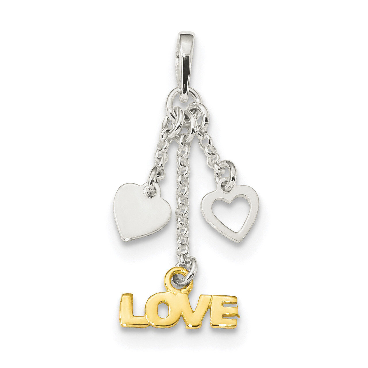Gold-tone Love and Hearts Dangle Pendant Sterling Silver QC9216