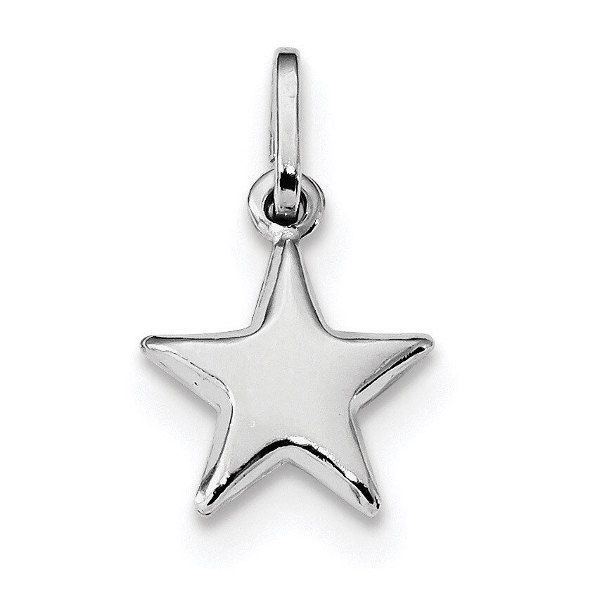 Star Charm Sterling Silver Rhodium Plated Polished QC9224