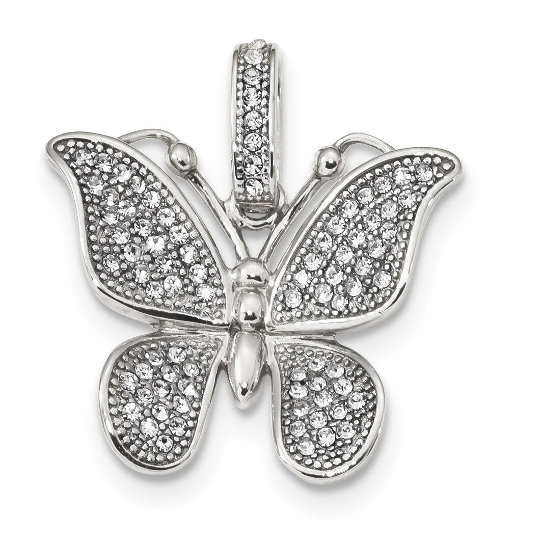 Swarovski Crystal Butterfly Pendant Sterling Silver Polished QC9231
