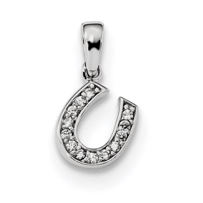 CZ Diamond Horseshoe Pendant Sterling Silver Rhodium-plated QC9244, MPN: QC9244, 886774099576