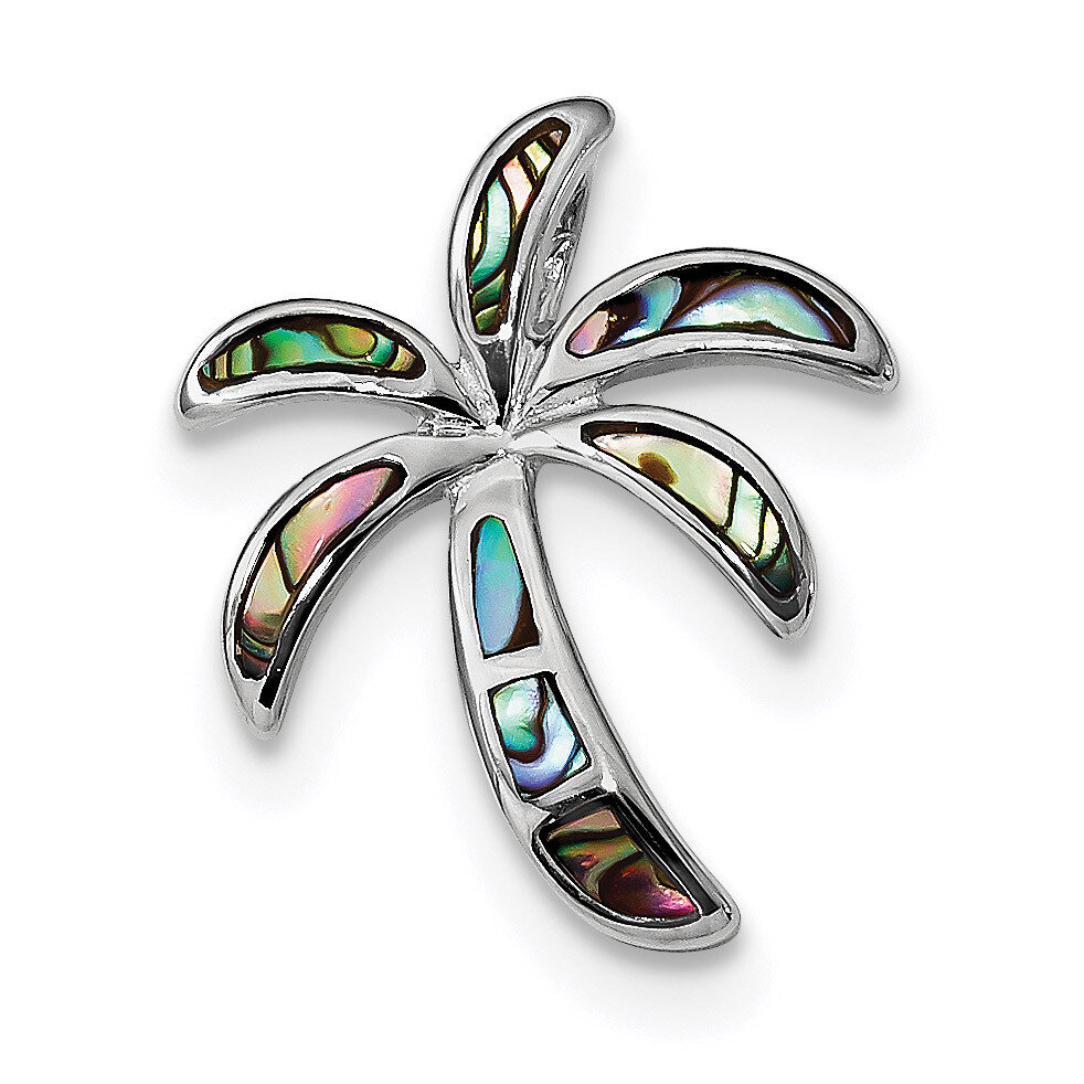Created Abalone Palm Tree Pendant Sterling Silver Rhodium-plated QC9253, MPN: QC9253, 886774036632