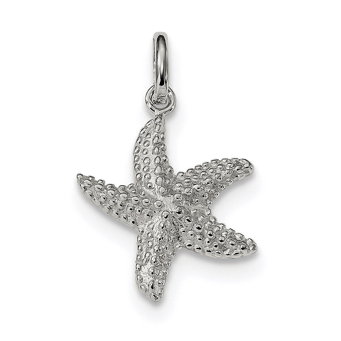 Starfish Charm Sterling Silver Polished and Textured QC9262