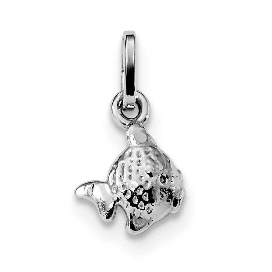 Fish Charm Sterling Silver Rhodium Plated Polished QC9283, MPN: QC9283,