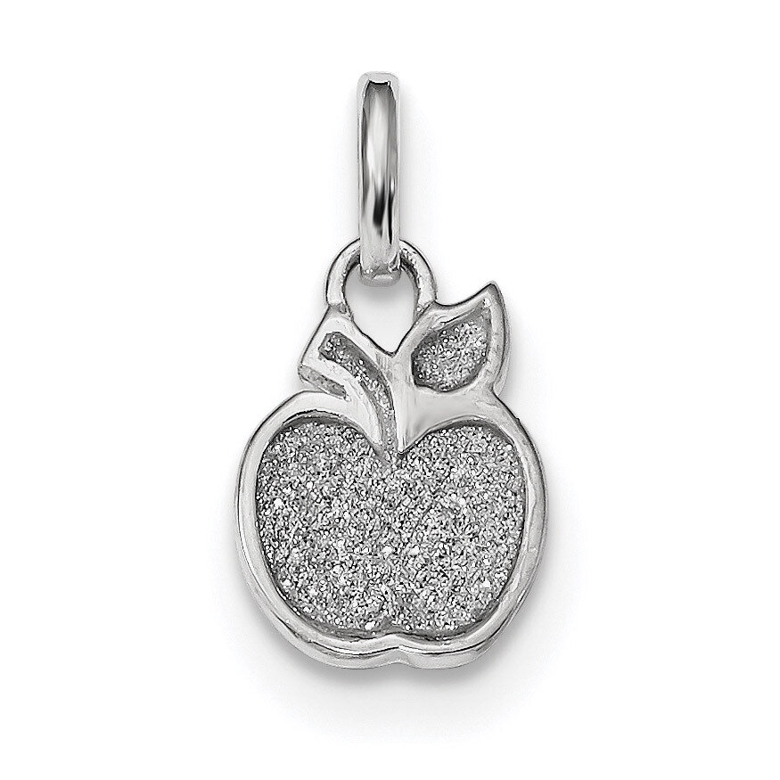 Polished Enamel &amp; Glitter Fabric Apple Charm Sterling Silver Rhodium-plated QC9286, MPN: QC9286, 88…