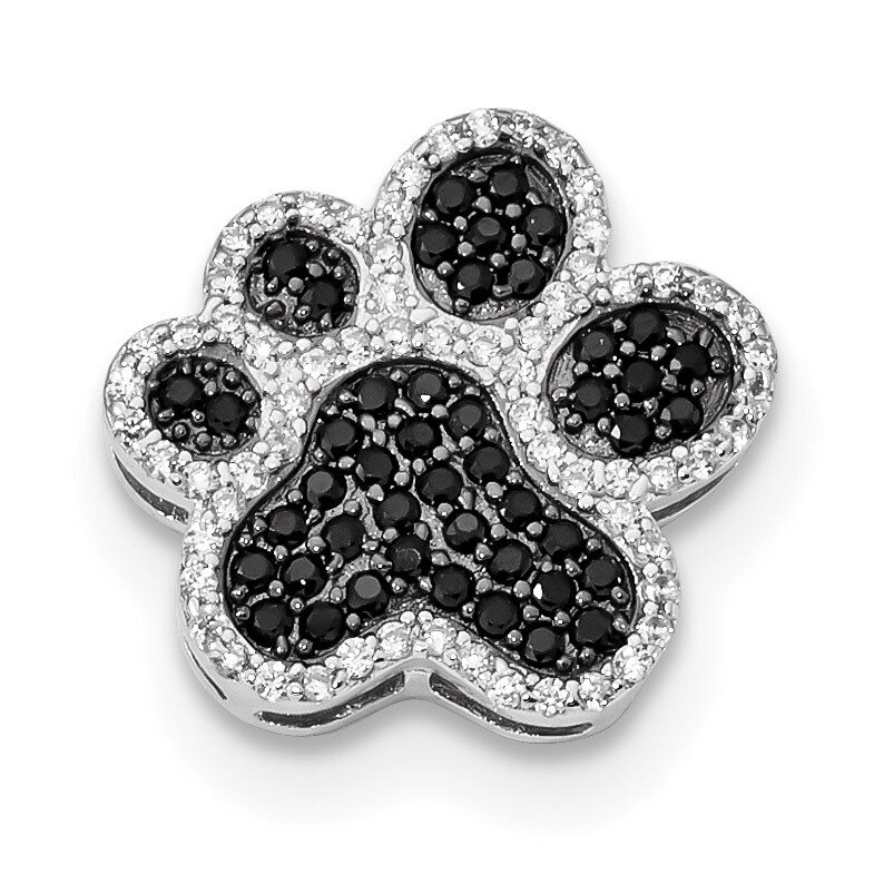 Black/White CZ Diamond Paw Print Pendant Sterling Silver Rhodium-plated QC9301, MPN: QC9301, 886774…