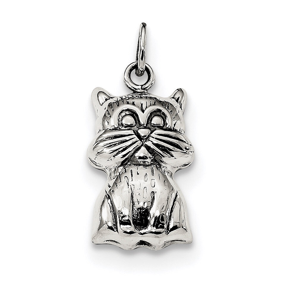 Cat Charm Sterling Silver Antiqued QC9310