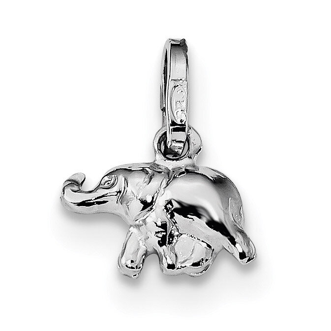 Elephant Charm Sterling Silver Rhodium Plated Polished QC9312, MPN: QC9312, 886774112862