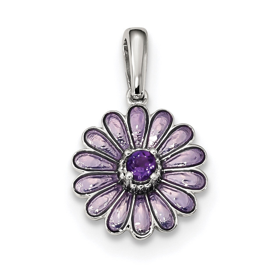 Amethyst and Enamel Pendant Sterling Silver QC9319, MPN: QC9319, 883957823713