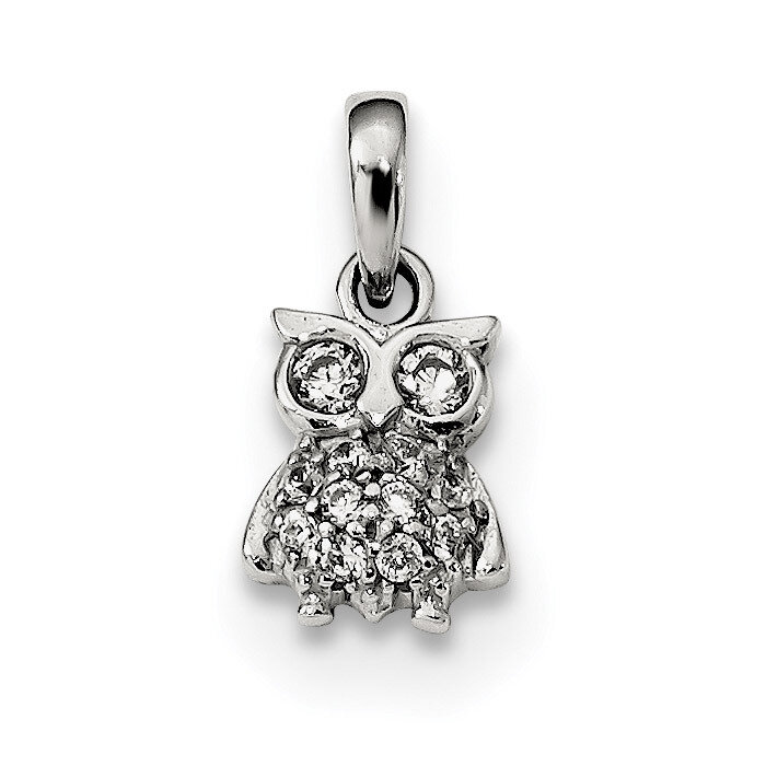 CZ Diamond Owl Pendant Sterling Silver QC9330