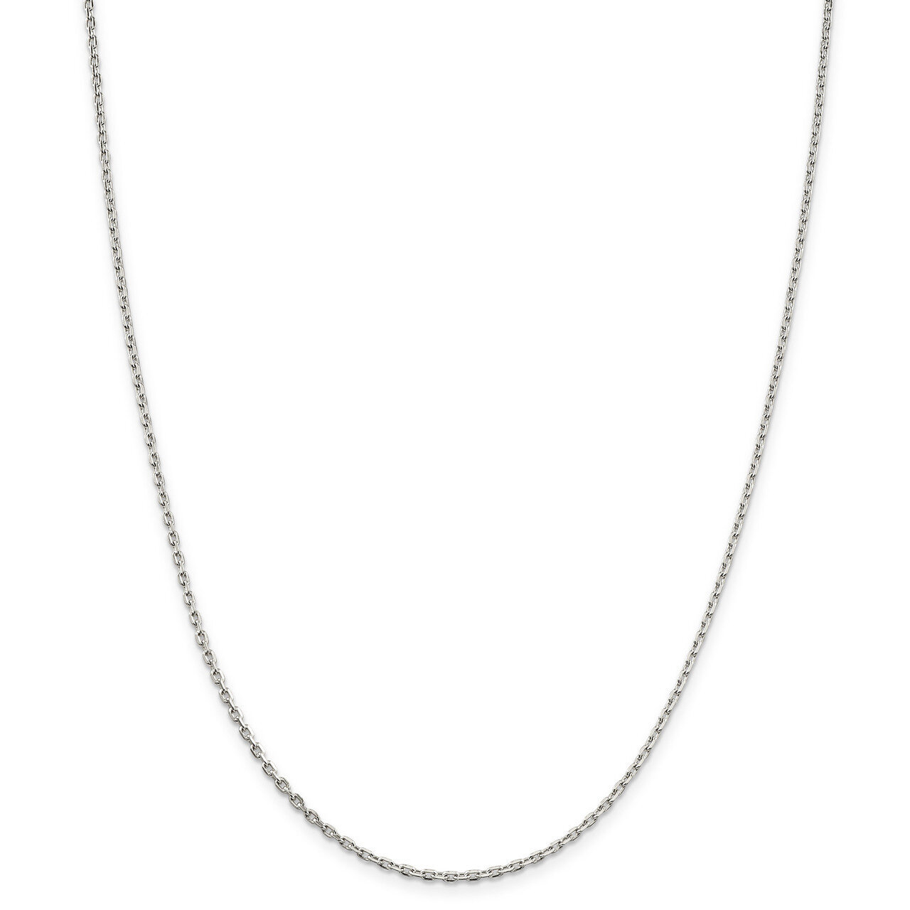 22 Inch 2mm Beveled Oval Cable Chain Sterling Silver QCA060-22, MPN: QCA060-22, 886774114712
