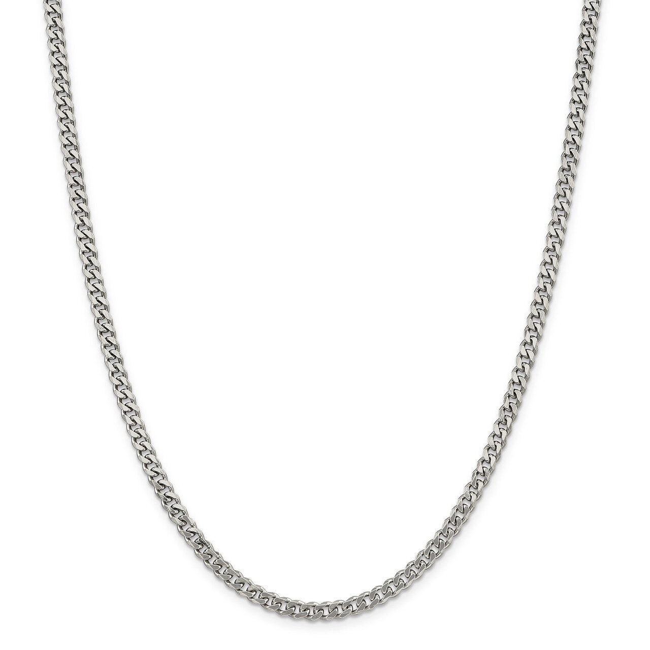 20 Inch Plated 4.5mm Curb Chain Sterling Silver Rhodium QCB120R-20, MPN: QCB120R-20, 883957193984