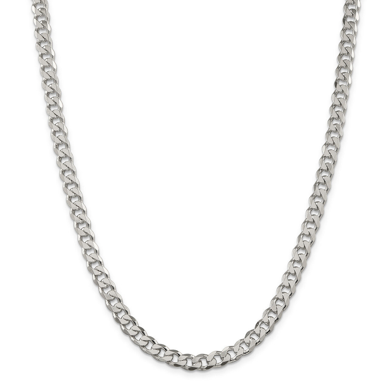 26 Inch 7mm Pave Curb Chain Sterling Silver QCF180-26