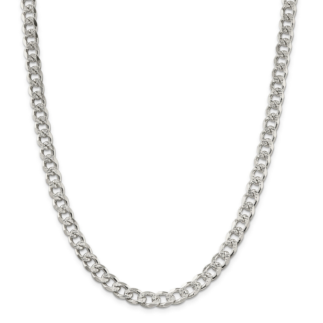 26 Inch 8mm Pave Curb Chain Sterling Silver QCF220-26, MPN: QCF220-26, 883957822396