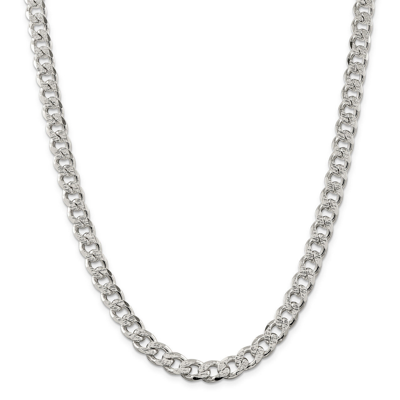 20 Inch 9.15mm Pave Curb Chain Sterling Silver QCF250-20, MPN: QCF250-20, 883957750569