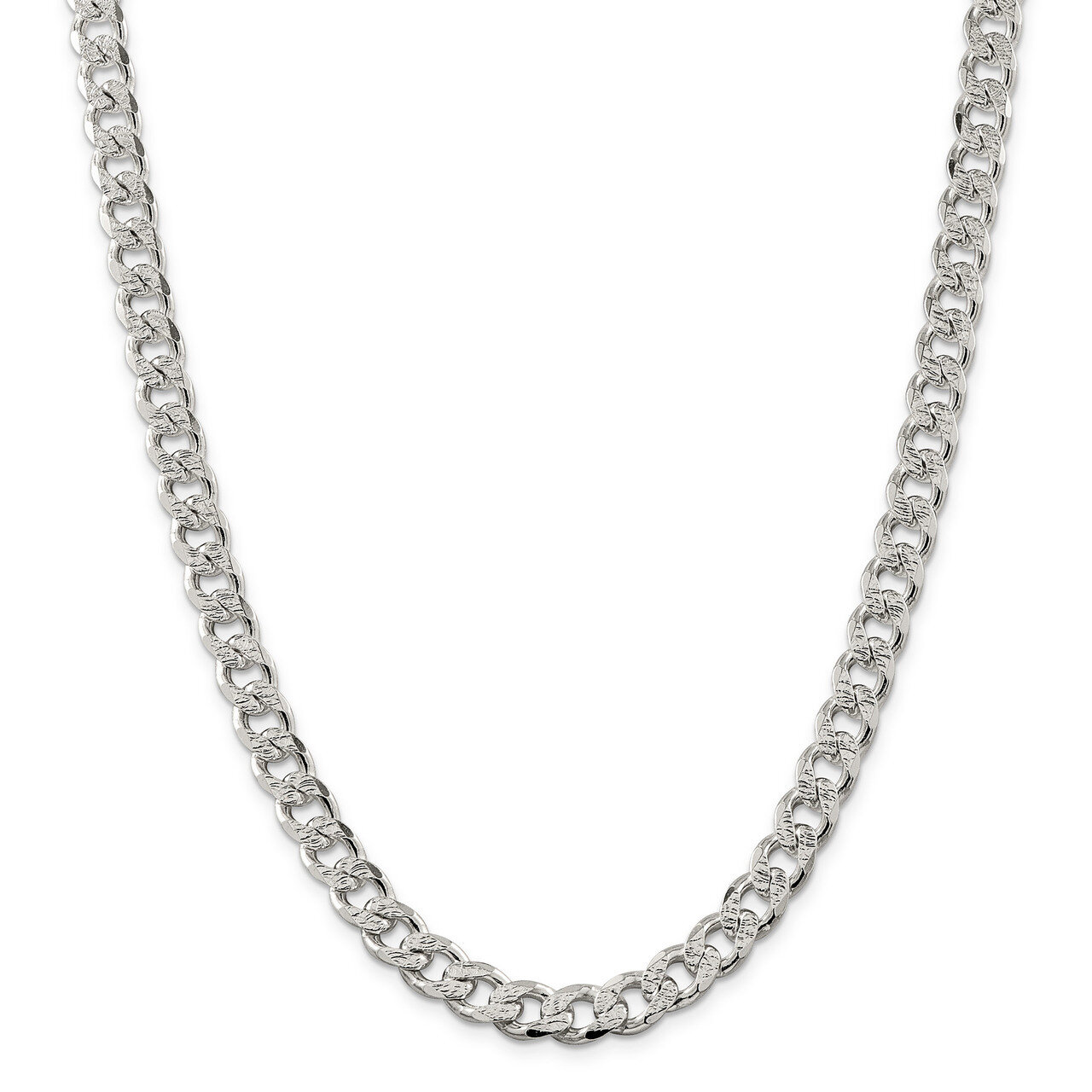 24 Inch 9.15mm Pave Curb Chain Sterling Silver QCF250-24