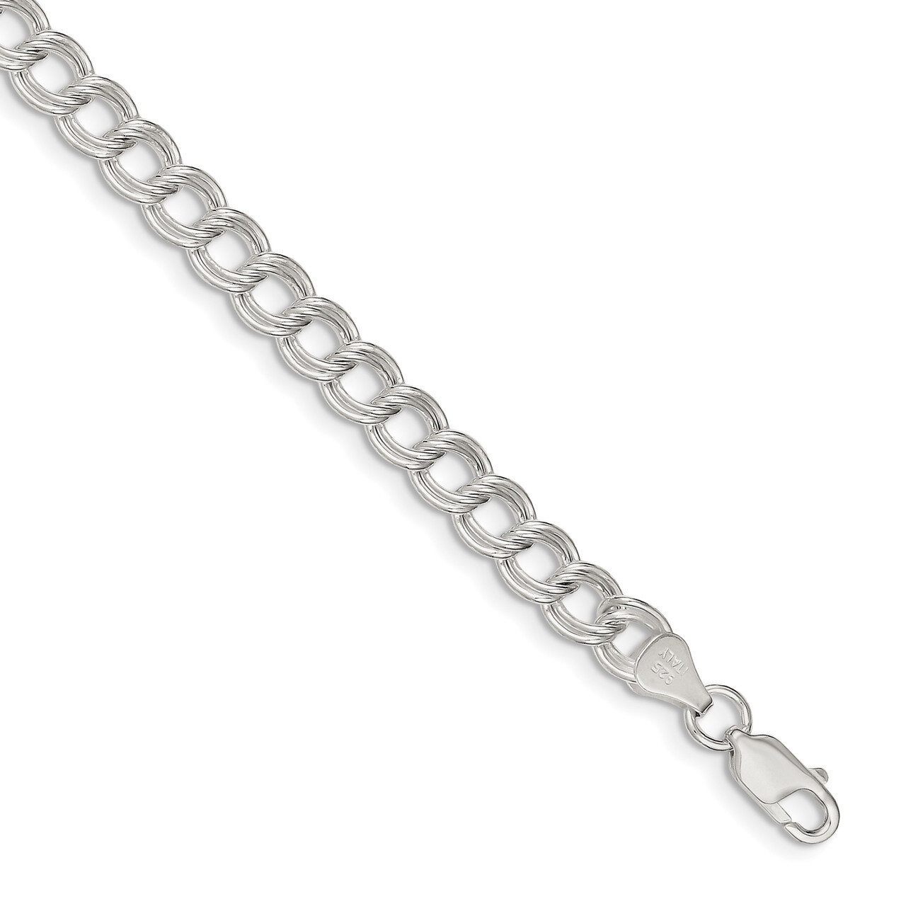 Double Link Charm Bracelet 6 Inch Sterling Silver QCH100-6