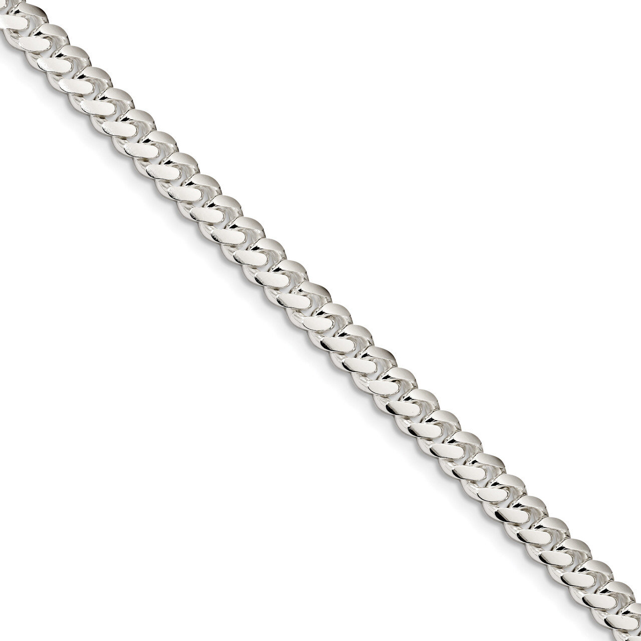 8 Inch 6.4mm Polished Domed Curb Chain Sterling Silver QDB180-8, MPN: QDB180-8, 883957904405