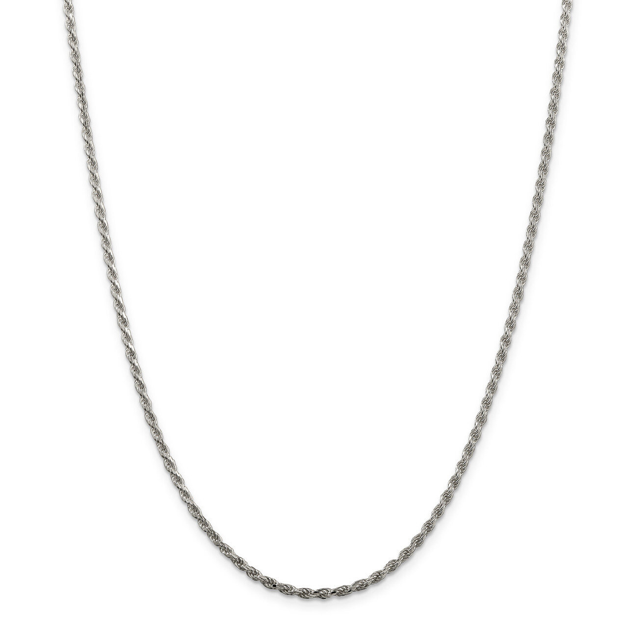 20 Inch Plated 2.25mm Diamond-cut Rope Chain Sterling Silver Rhodium QDC050R-20, MPN: QDC050R-20, 8…