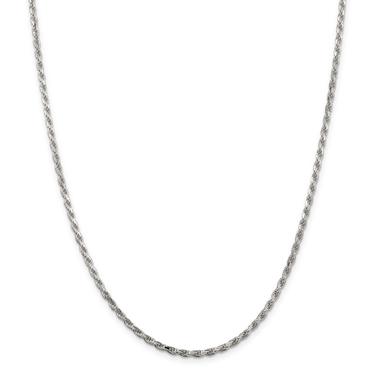 28 Inch 2.5mm Diamond-cut Rope Chain Sterling Silver QDC055-28, MPN: QDC055-28, 883957930572