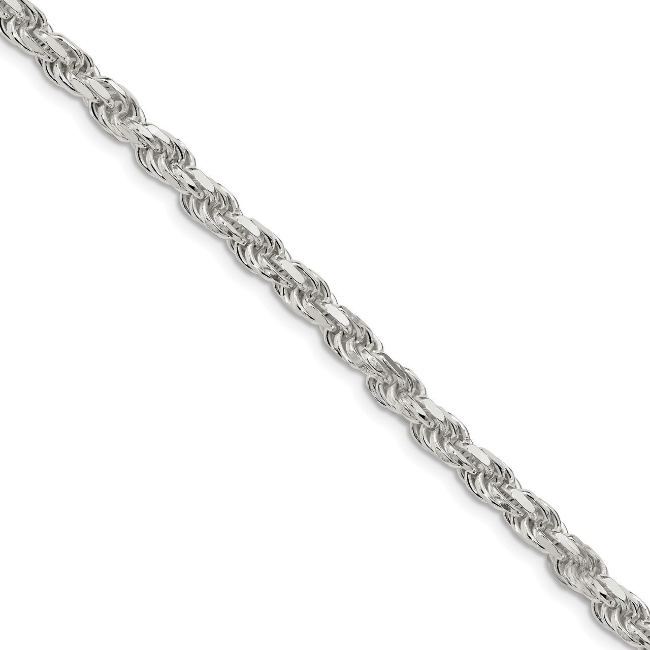 9 Inch 5.75mm Diamond-cut Rope Chain Sterling Silver QDC120-9