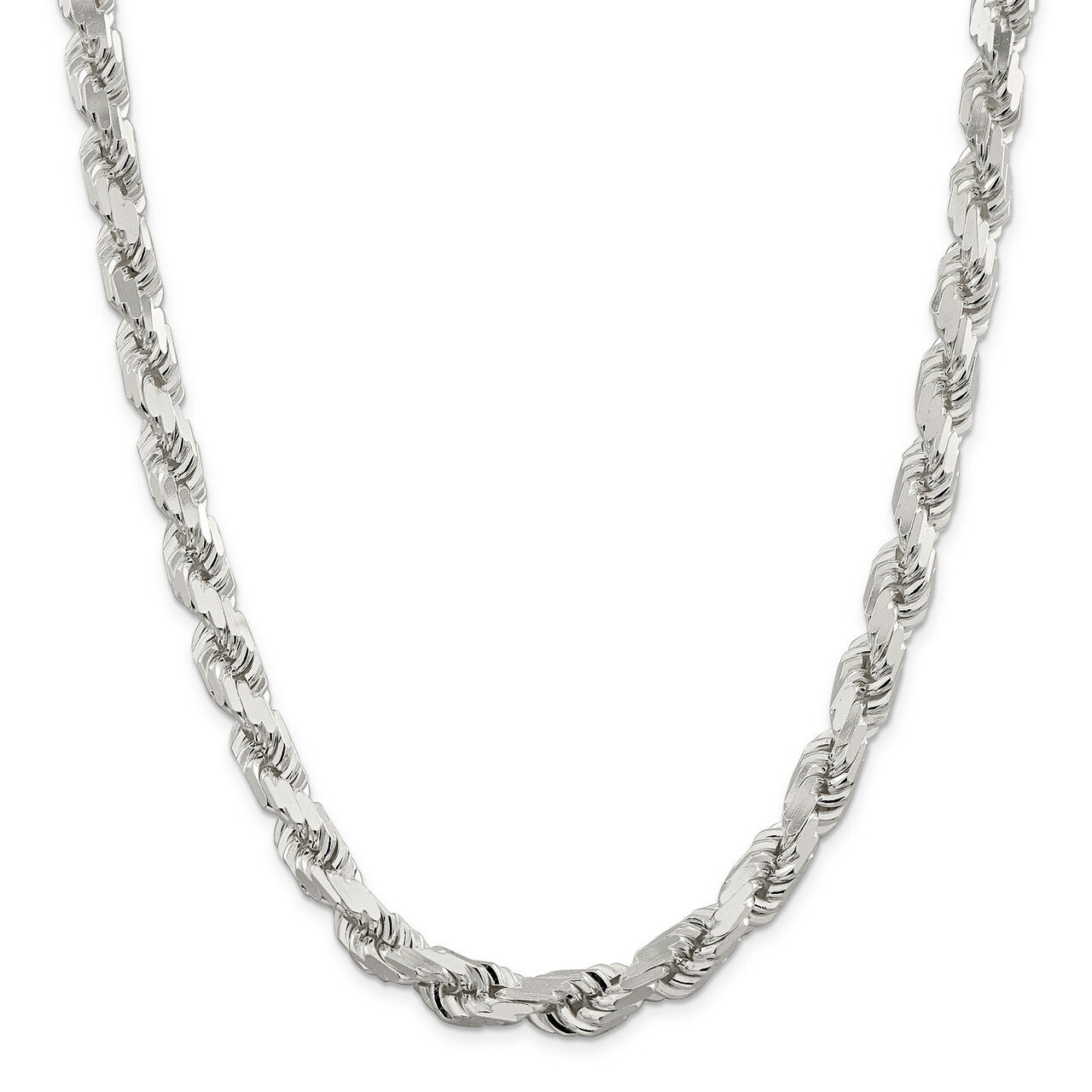 26 Inch 10.25mm Diamond-cut Rope Chain Sterling Silver QDC200-26