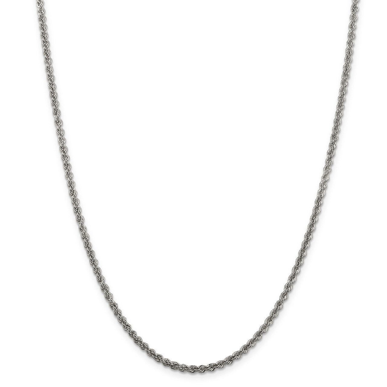 Solid Rope 2.5mm Necklace 30 Inch Sterling Silver QDR050-30, MPN: QDR050-30, 191101393952