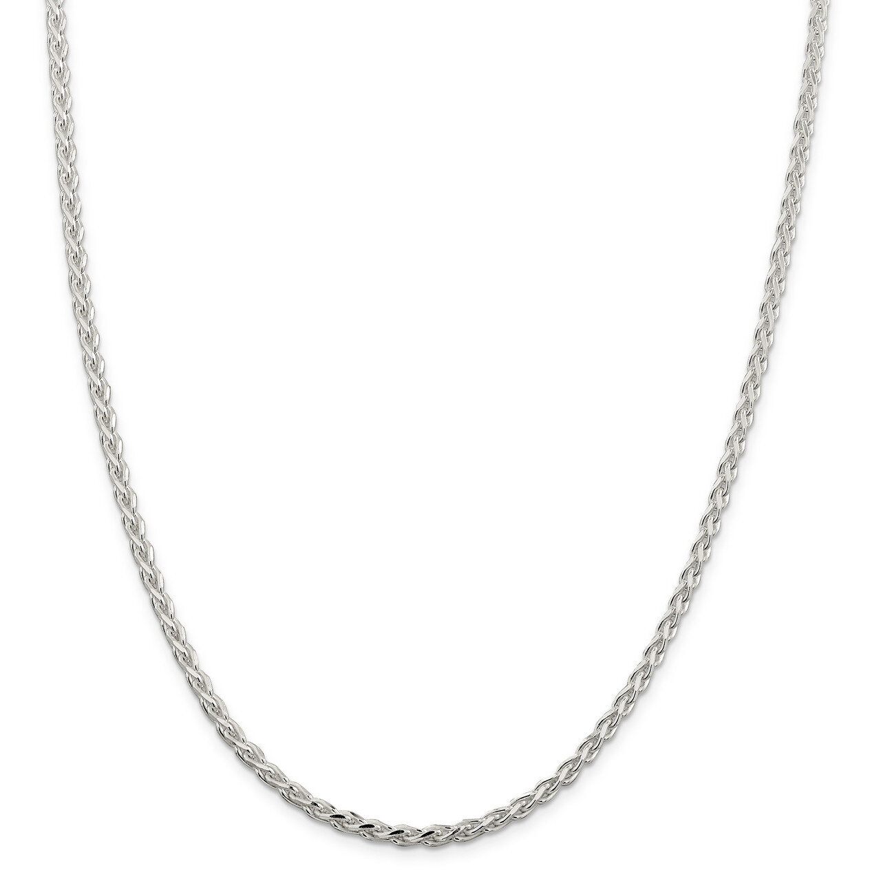 24 Inch 3.7 mm Polished & Diamond-cut 20 inch Spiga Chain Sterling Silver QDS100-24