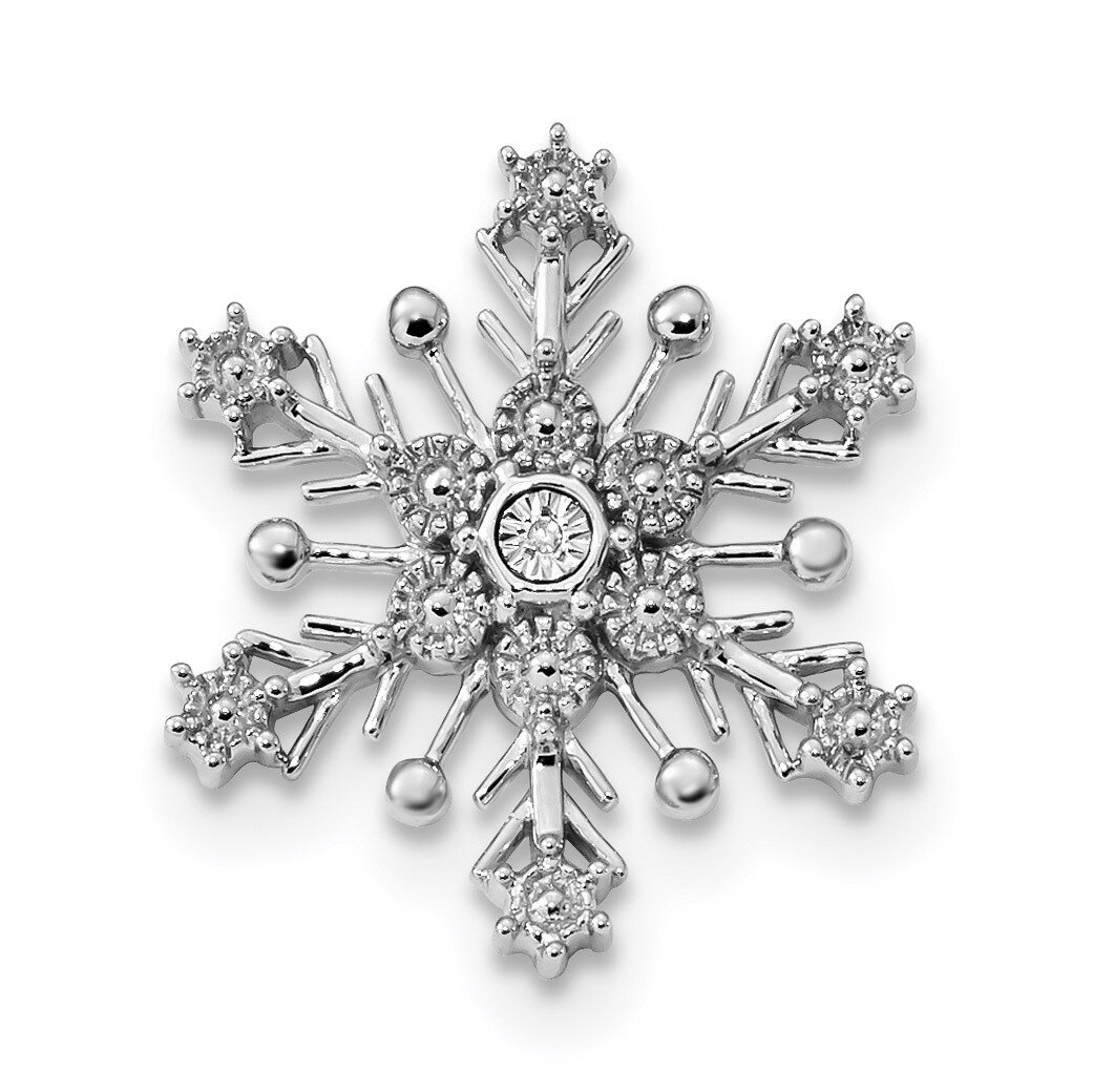 Diamond Snowflake Chain Slide Sterling Silver Rhodium QDX1268, MPN: QDX1268, 883957605890