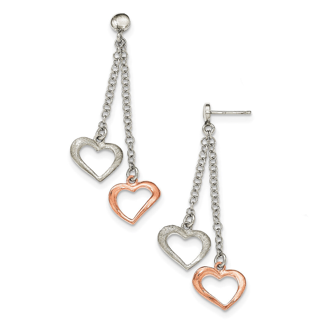 Rose-tone Polished & Textured Earrings Sterling Silver QE11384
