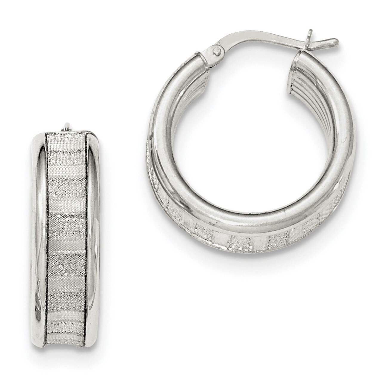 Glitter Hinged Hoop Earrings Sterling Silver QE11395, MPN: QE11395, 886774342870
