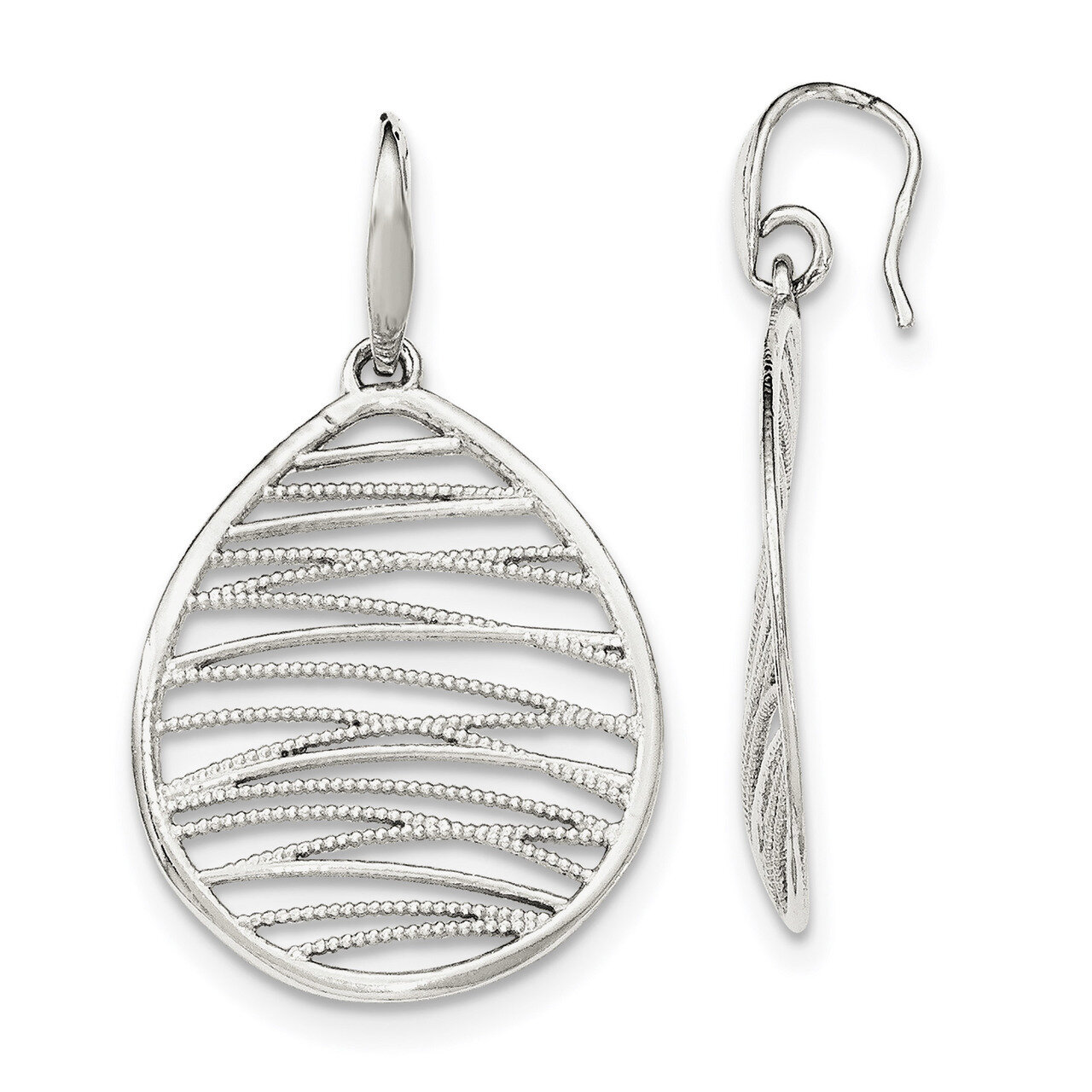 Textured Earrings Sterling Silver Polished QE11425, MPN: QE11425, 191101228933