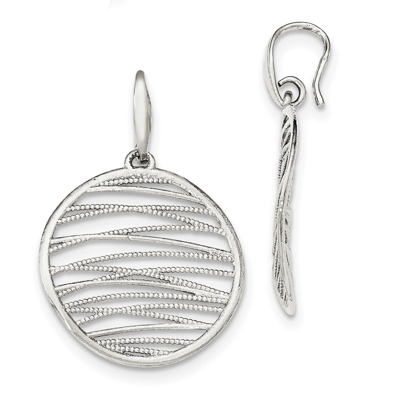 Textured Earrings Sterling Silver Polished QE11426, MPN: QE11426, 191101229138