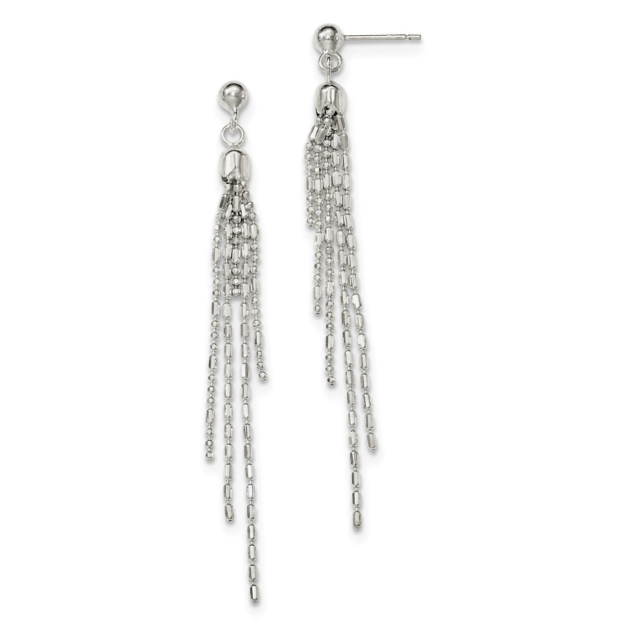 Multi-strand Post Dangle Earrings Sterling Silver Fancy  QE11438, MPN: QE11438, 191101231353