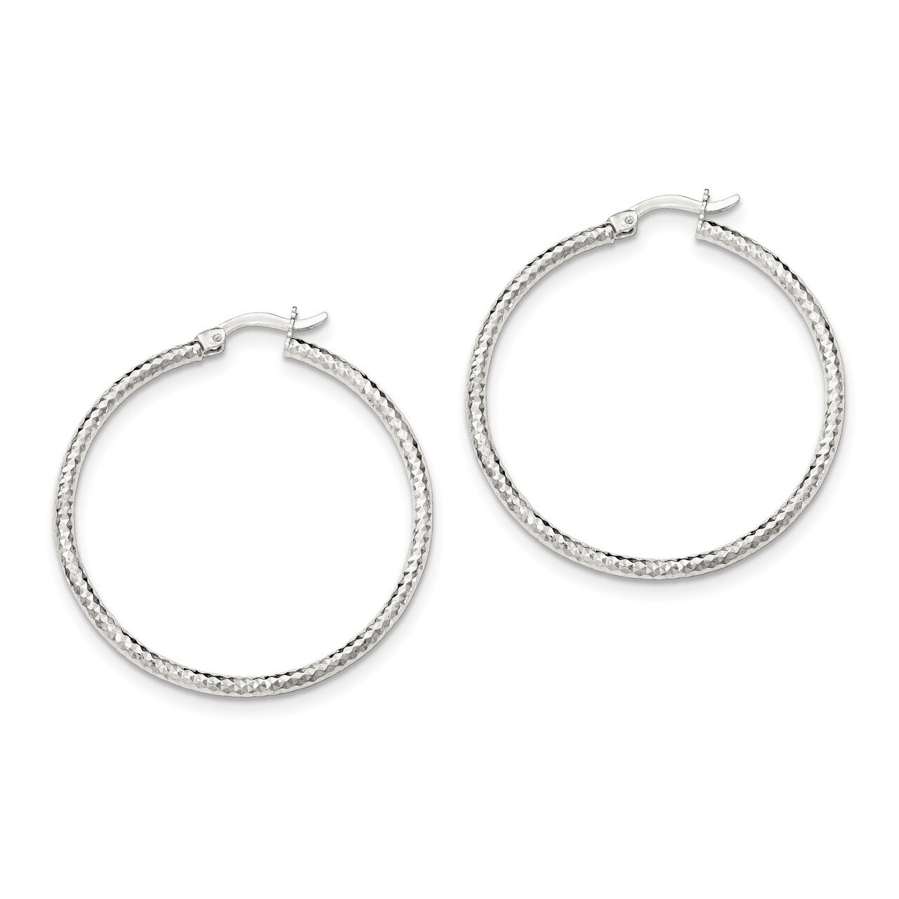 Diamond-cut Large Hoop Earrings Sterling Silver Polished QE11484, MPN: QE11484, 191101232046