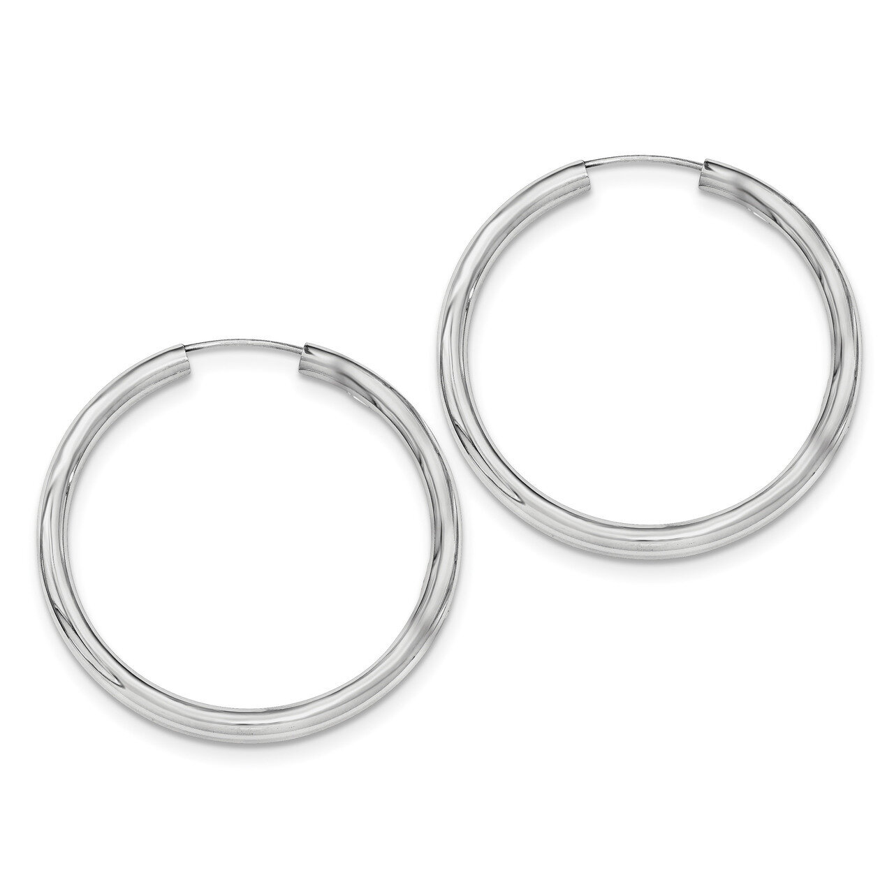 Endless Tube Hoop Earrings Sterling Silver Rhodium-plated Polished QE11529, MPN: QE11529, 191101228…