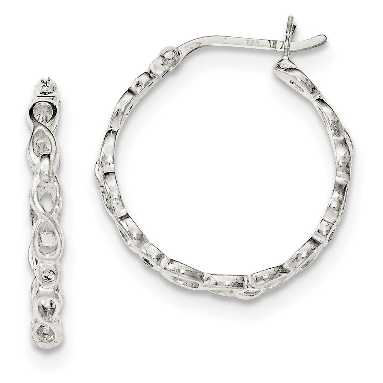 CZ Diamond Fancy Hoop Earrings Sterling Silver QE11573, MPN: QE11573, 191101229909