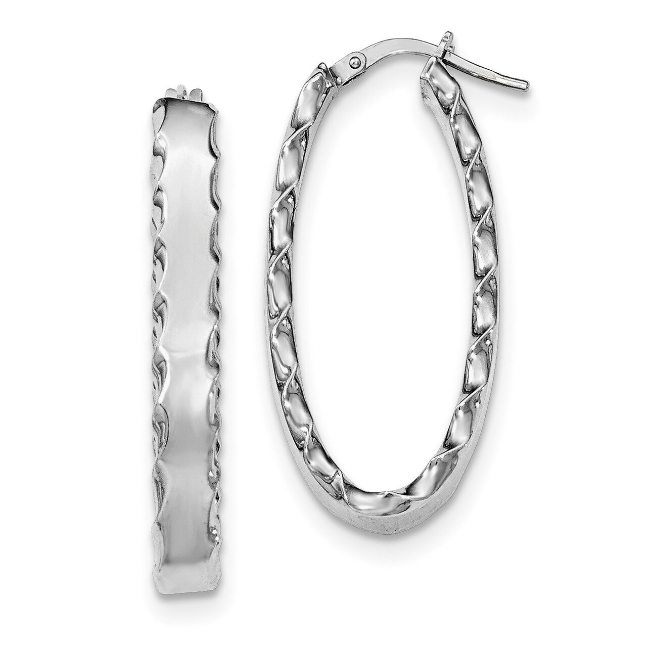Scalloped Edge Hoop Earrings Sterling Silver Rhodium-plated QE11676, MPN: QE11676, 191101232008