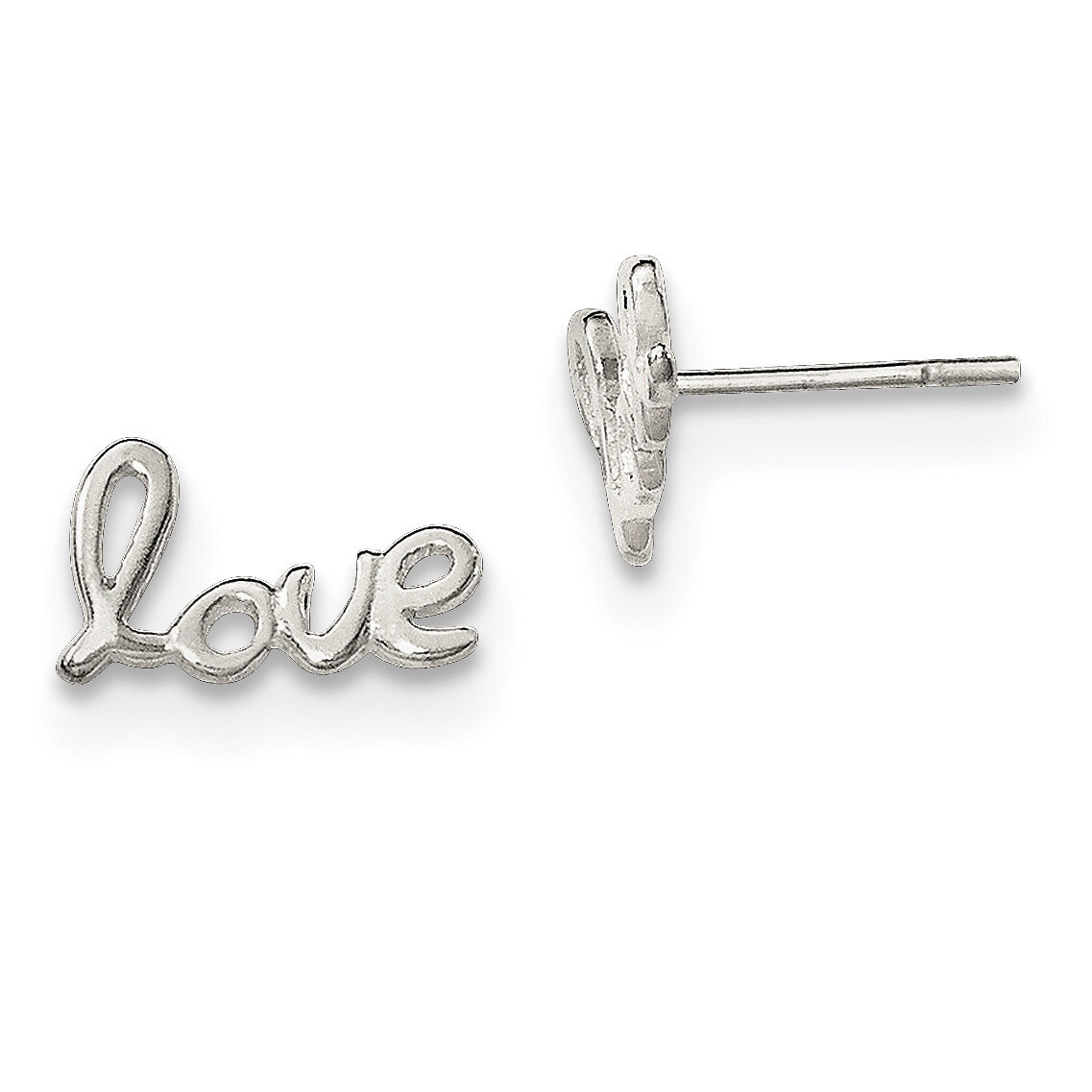 Love Post Earrings Sterling Silver Polished QE11757