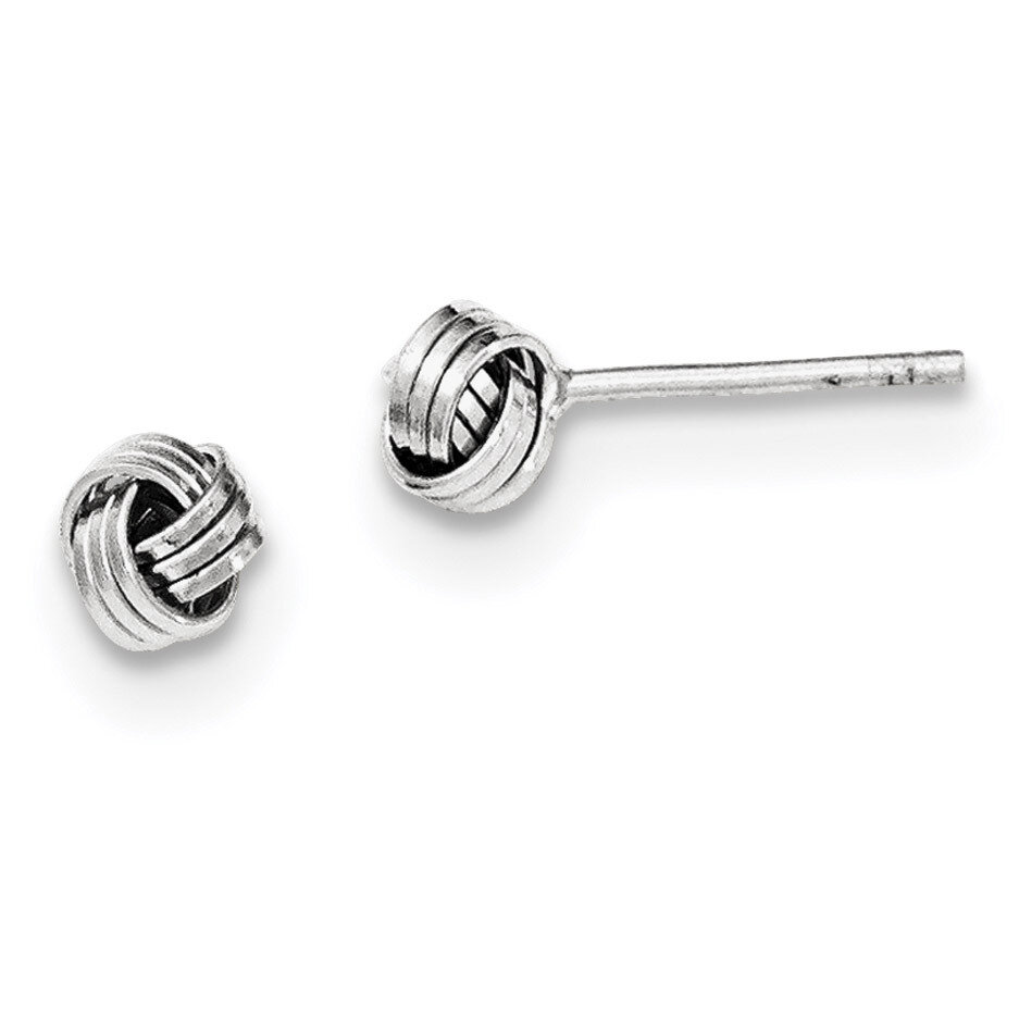 Twisted Knot Bead Post Earrings Sterling Silver Rhodium-plated Polished QE11773, MPN: QE11773, 1911…