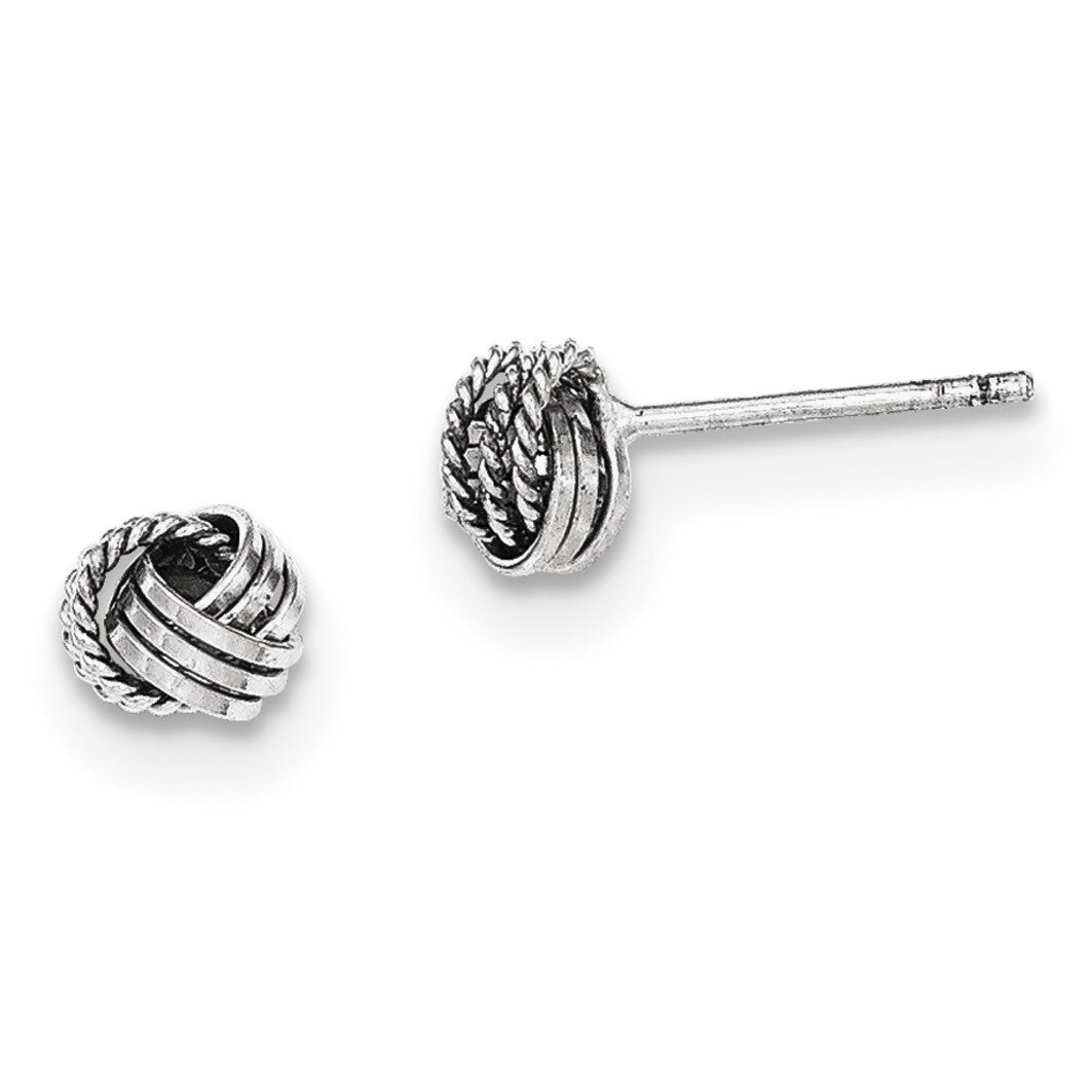 Triple Knot Rope Post Earrings Sterling Silver Rhodium-plated QE11781, MPN: QE11781, 191101229626