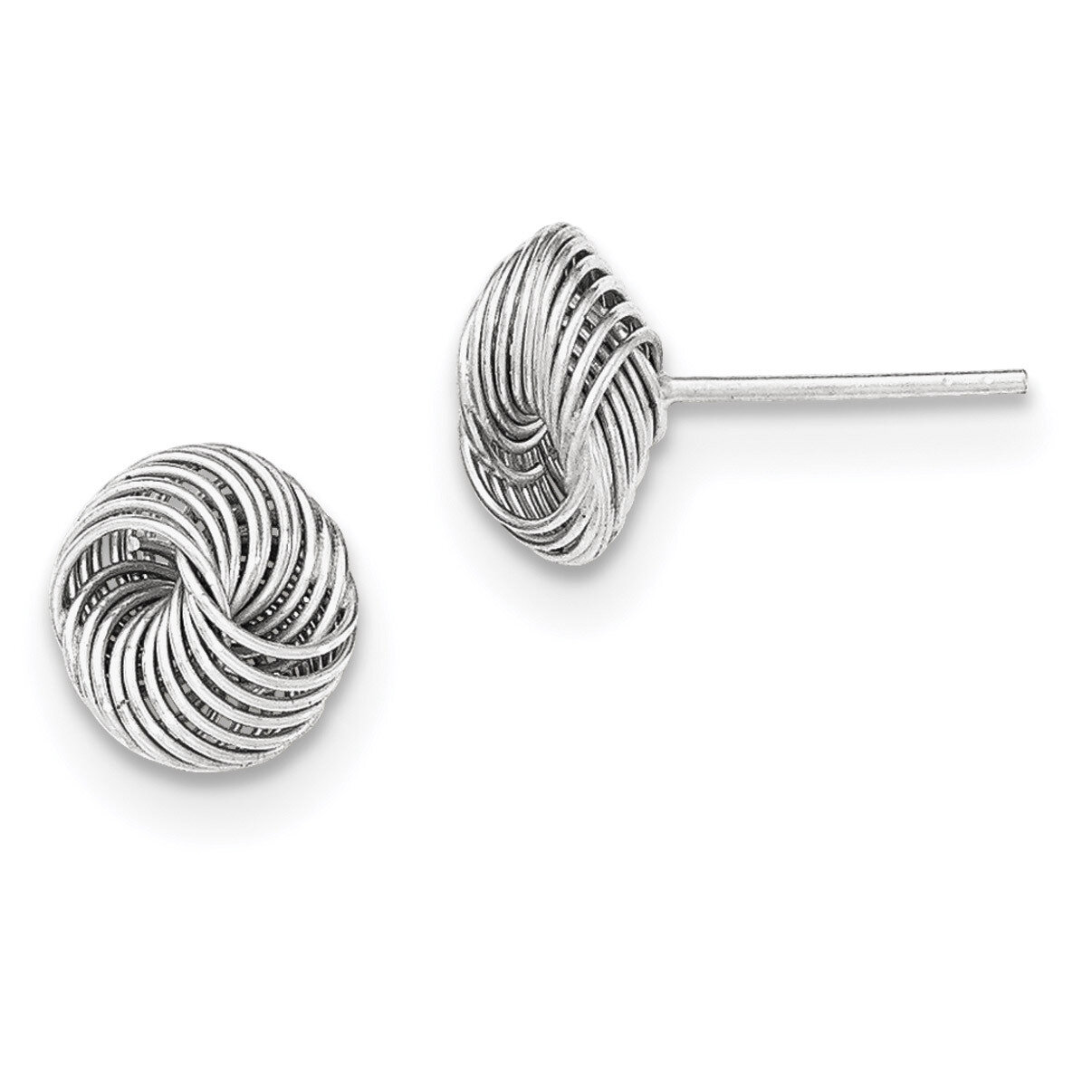 Twisted Knot Bead Post Earrings Sterling Silver Rhodium-plated Polished QE11788, MPN: QE11788, 1911…