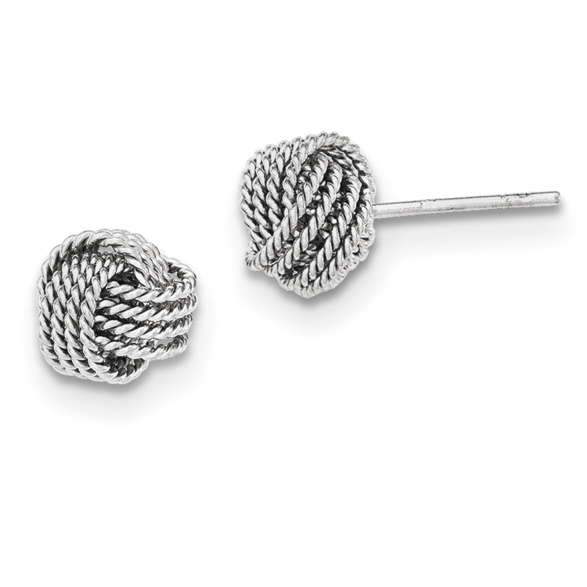 Twisted Stud Earrings Sterling Silver Rhodium-plated Polished QE11793