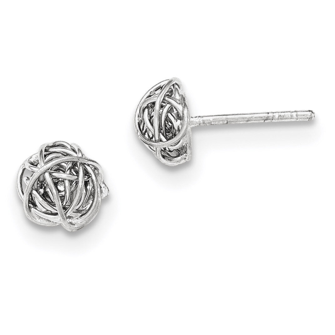 Knot 7.5mm Post Earrings Sterling Silver Rhodium-plated Polished QE11794