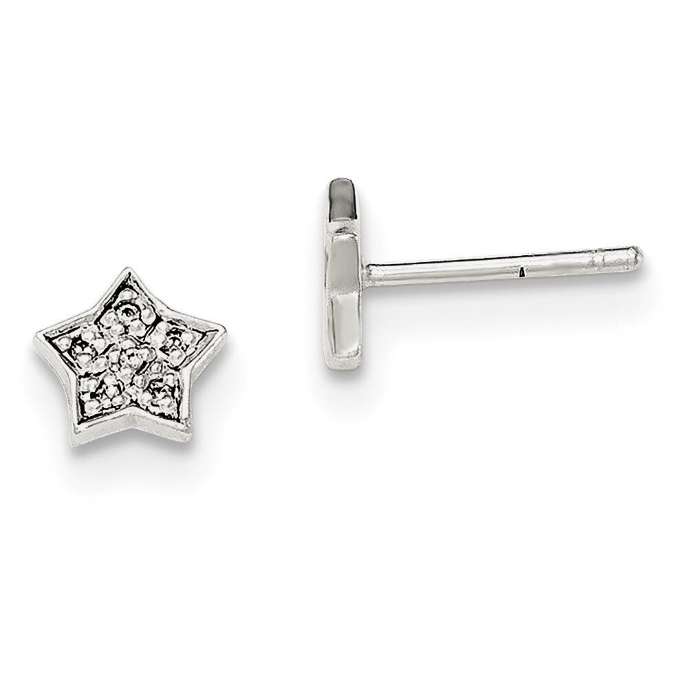 CZ Diamond Star Post Earrings Sterling Silver QE11854